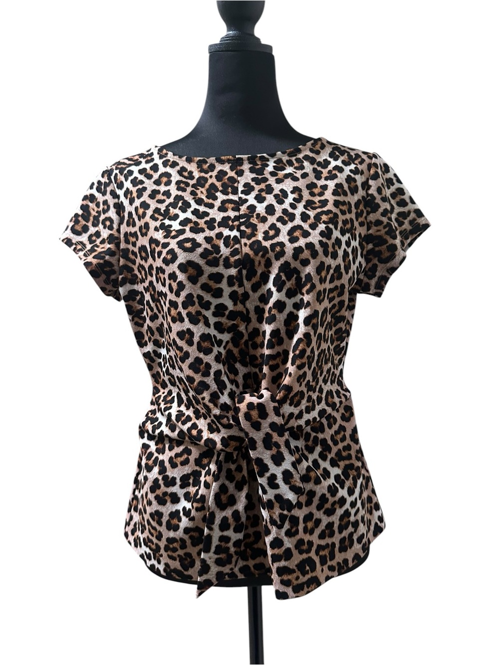 Ann Taylor Factory Leopard Print Tie-Front Blouse - Tan & Black
